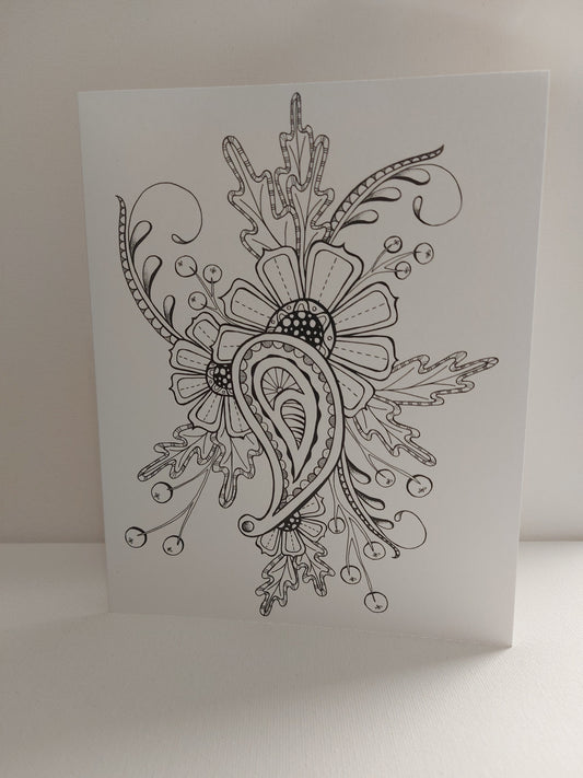 Card-Paisley and Flowers